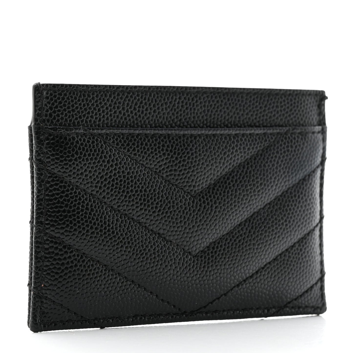 Grain De Poudre Matelasse Chevron Monogram Credit Card Case Black