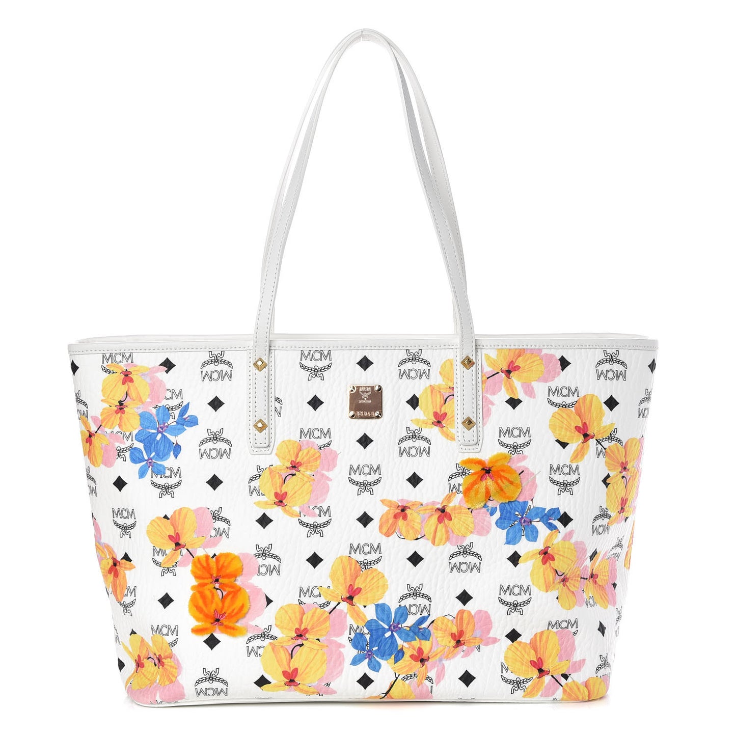 Visetos Medium Anya Essential Floral Print Shopper Tote White