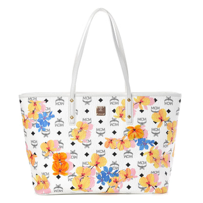 MCM Visetos Medium Anya Essential Floral Print Shopper Tote White 3 of 10