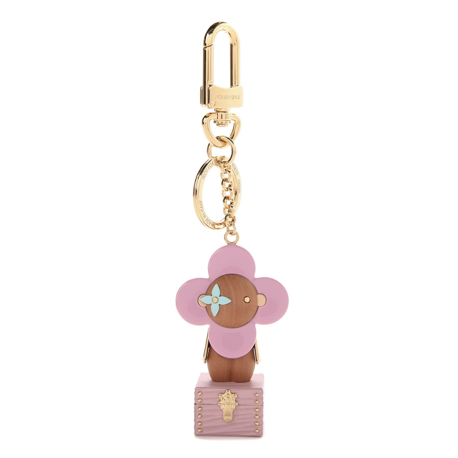Louis Vuitton Resin Wood Vivienne Trunk Bag Charm Pink 1 of 5