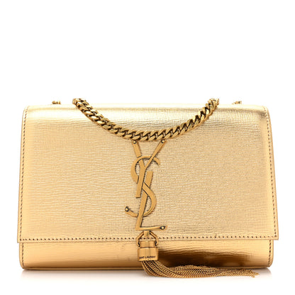 Saint Laurent Metallic Calfskin Small Classic Monogram Kate Tassel Satchel Gold 1 of 11