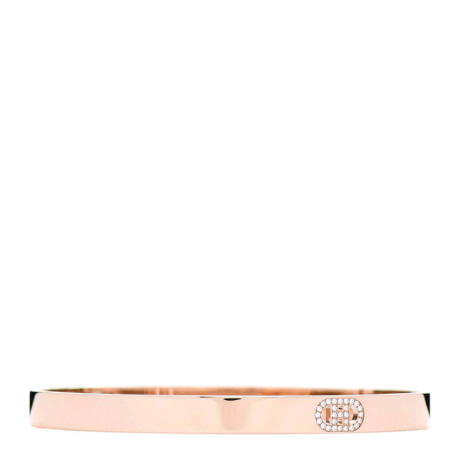 Hermes 18K Rose Gold Diamond PM H D'Ancre Bracelet ST 1 of 4