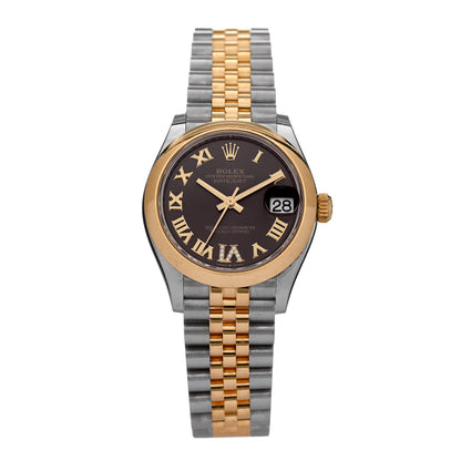 Rolex Stainless Steel 18K Yellow Gold Diamond 31mm Oyster Perpetual Datejust Watch Aubergine Roman 278243 1 of 5