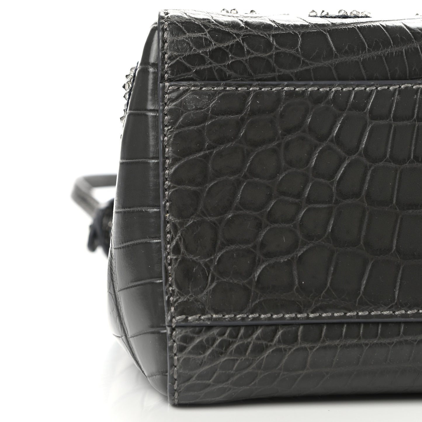 Crocodile Embroidered Mini Peekaboo Iconic Satchel Grey