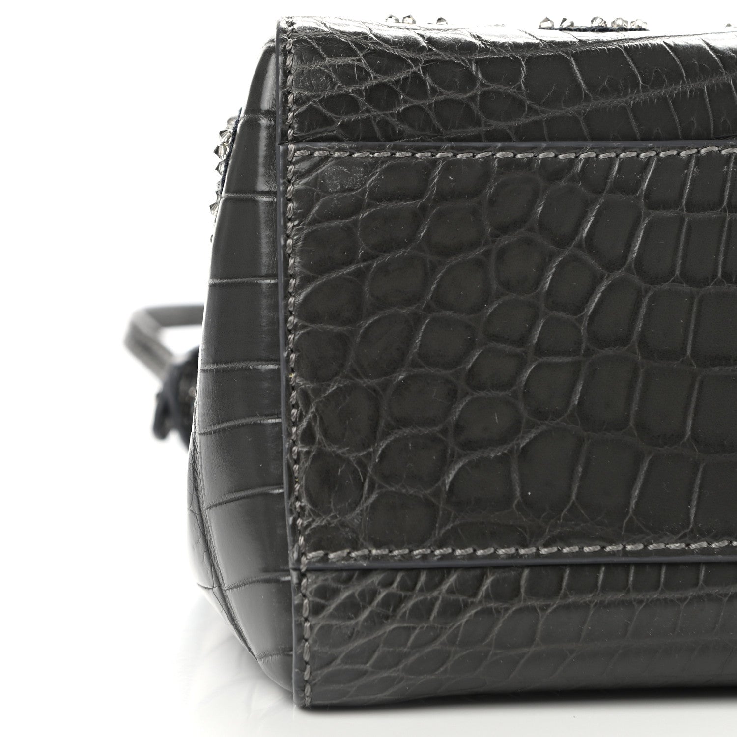 Fendi Crocodile Embroidered Mini Peekaboo Iconic Satchel Grey 10 of 11