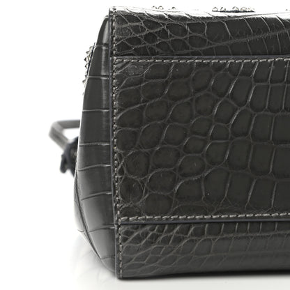 Fendi Crocodile Embroidered Mini Peekaboo Iconic Satchel Grey 10 of 11