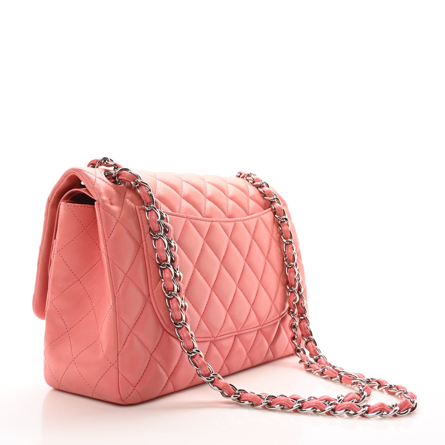 Lambskin Quilted Jumbo Double Flap Pink