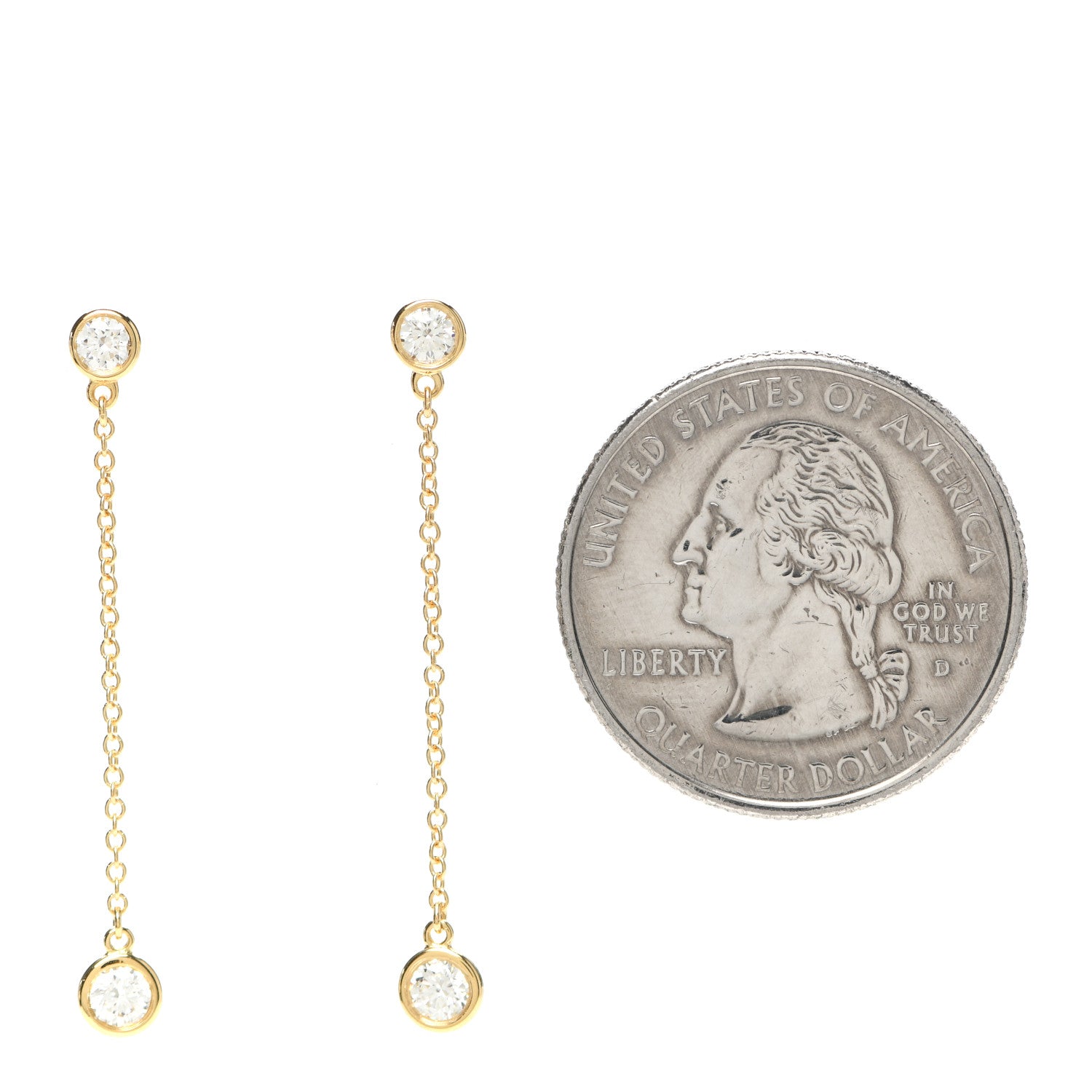 Tiffany 18K Yellow Gold Diamond .39ctw Elsa Peretti Diamonds by the Yard Drop Earrings 2 of 5