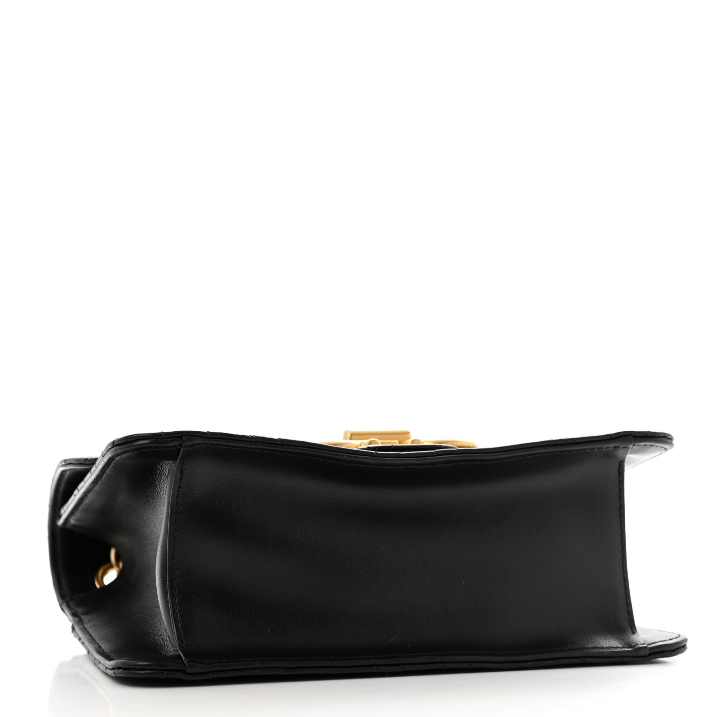 Calfskin Quilted Gancini Flap Bag Black