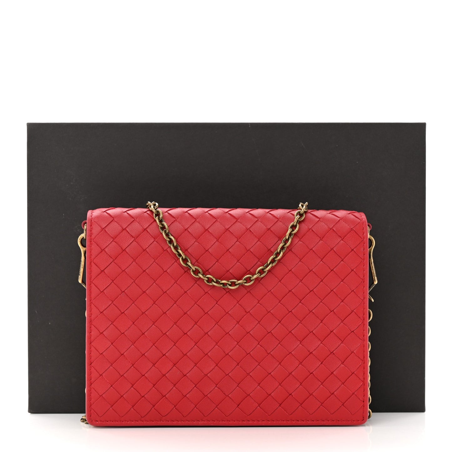 Nappa Intrecciato Chain Wallet China Red