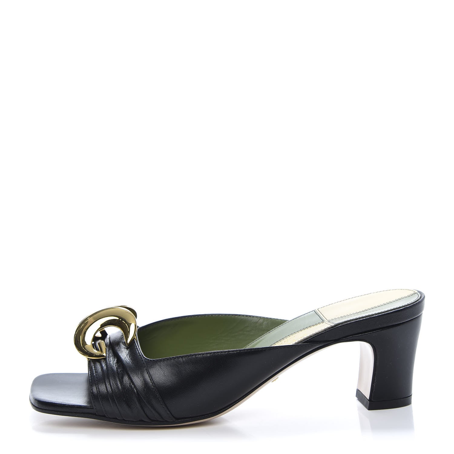 Gucci Malaga Kid Half Moon GG Square Toe Slide Sandals 38 Black 1 of 9