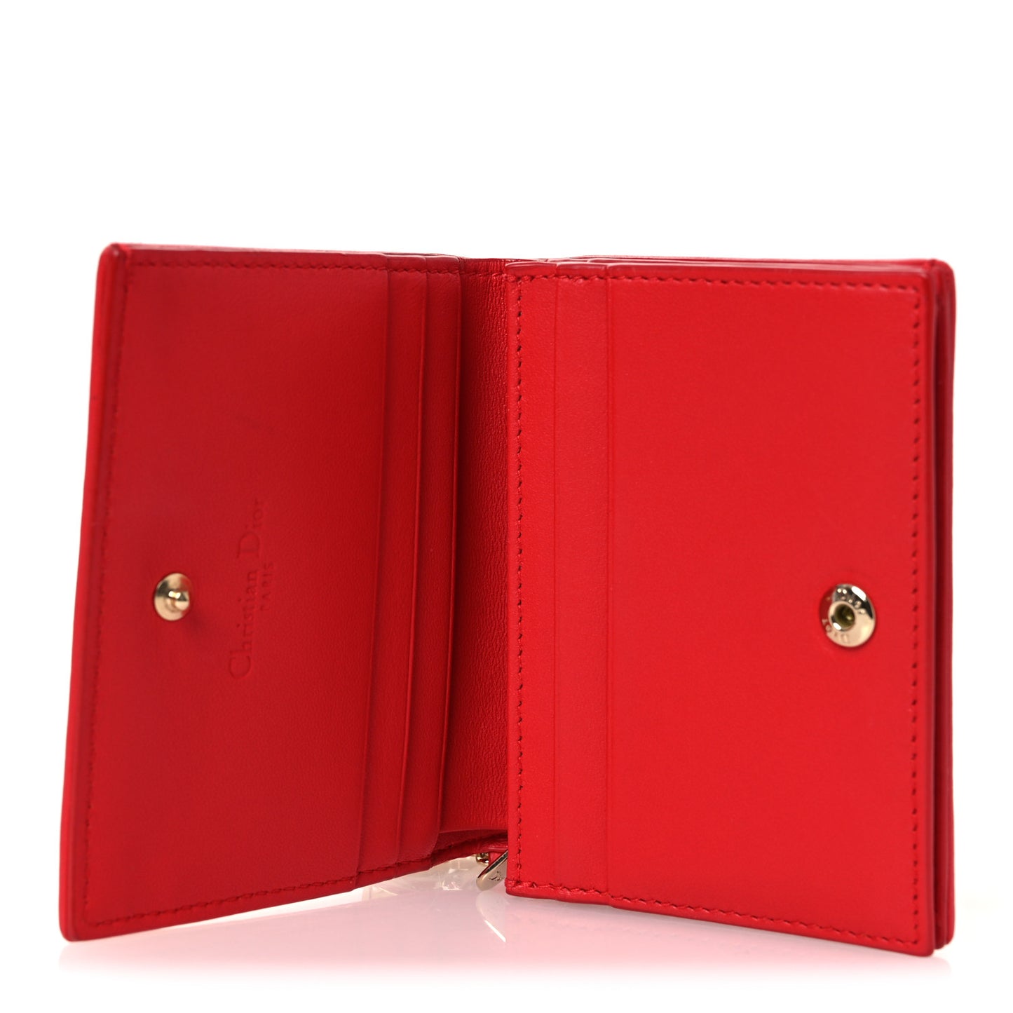 Lambskin Cannage Mini Lady Dior Wallet Red