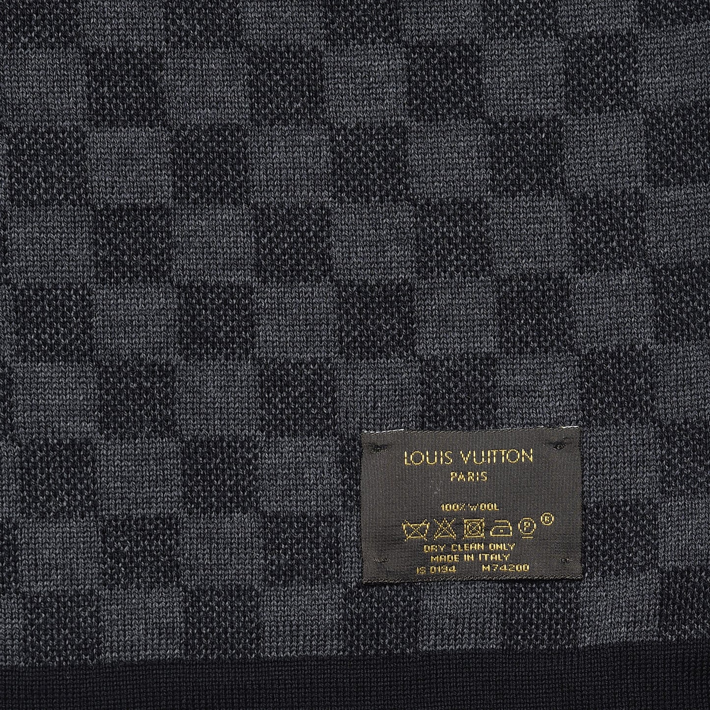 Wool Petit Damier Graphite Scarf Black
