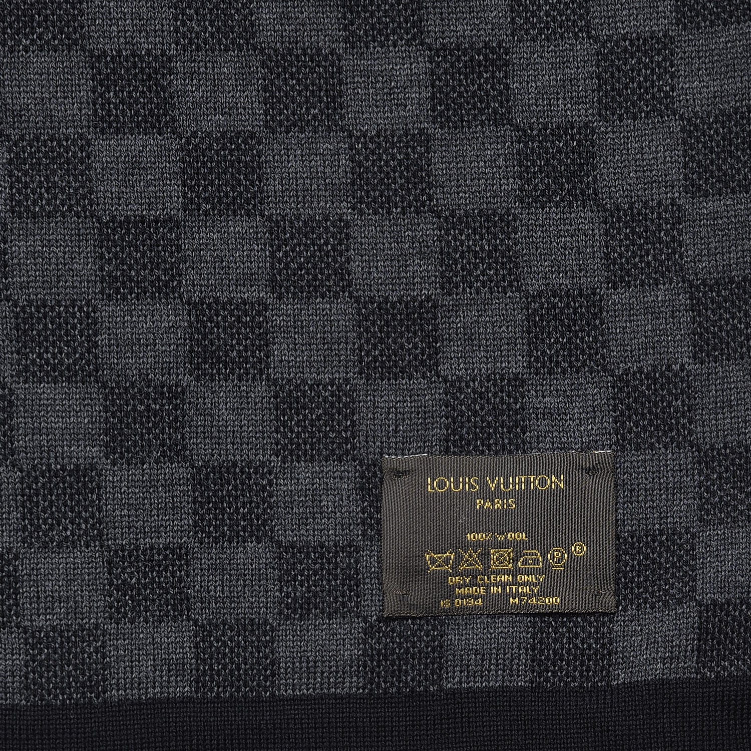Louis Vuitton Wool Petit Damier Graphite Scarf Black 4 of 4