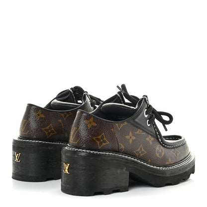 Louis Vuitton Monogram Calfskin Beaubourg Platform Derby Shoes 38 Brown 5 of 14
