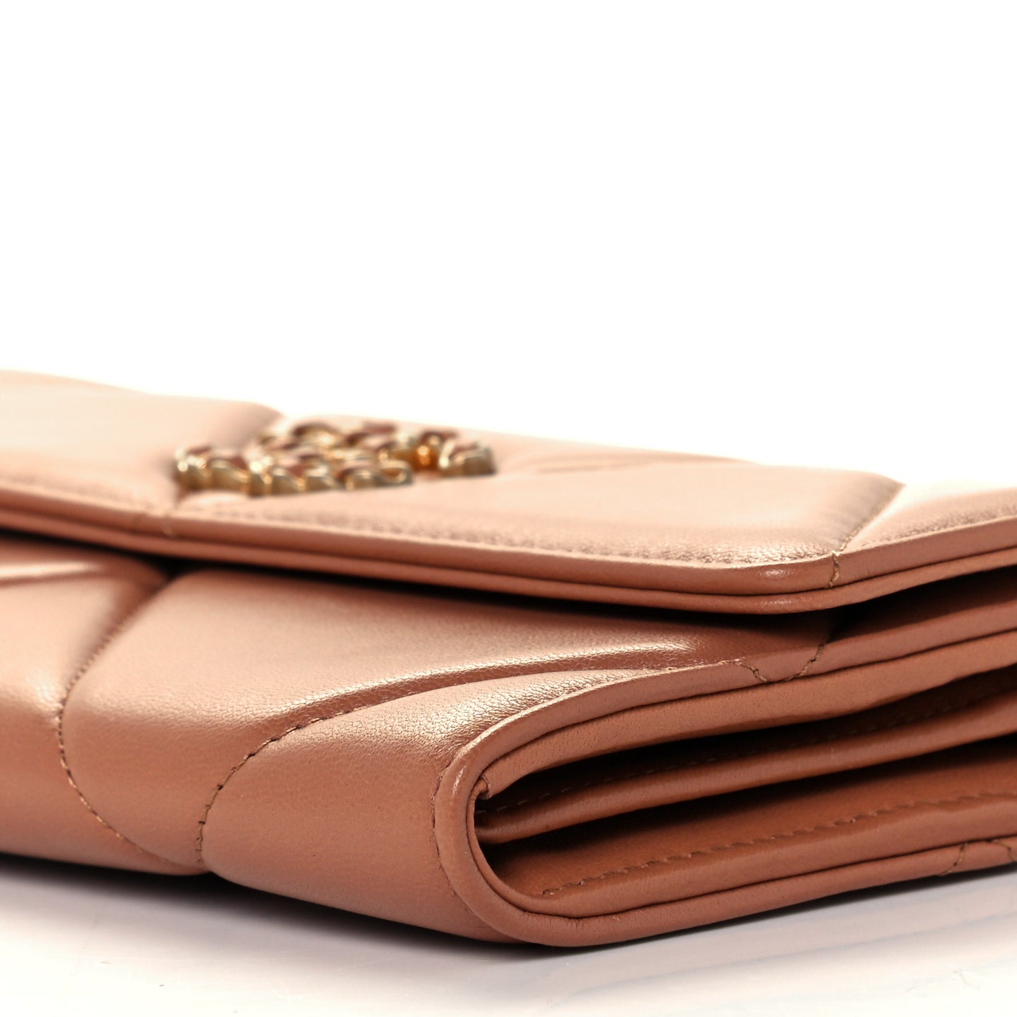 Lambskin Quilted Chanel 19 Flap Wallet Brown