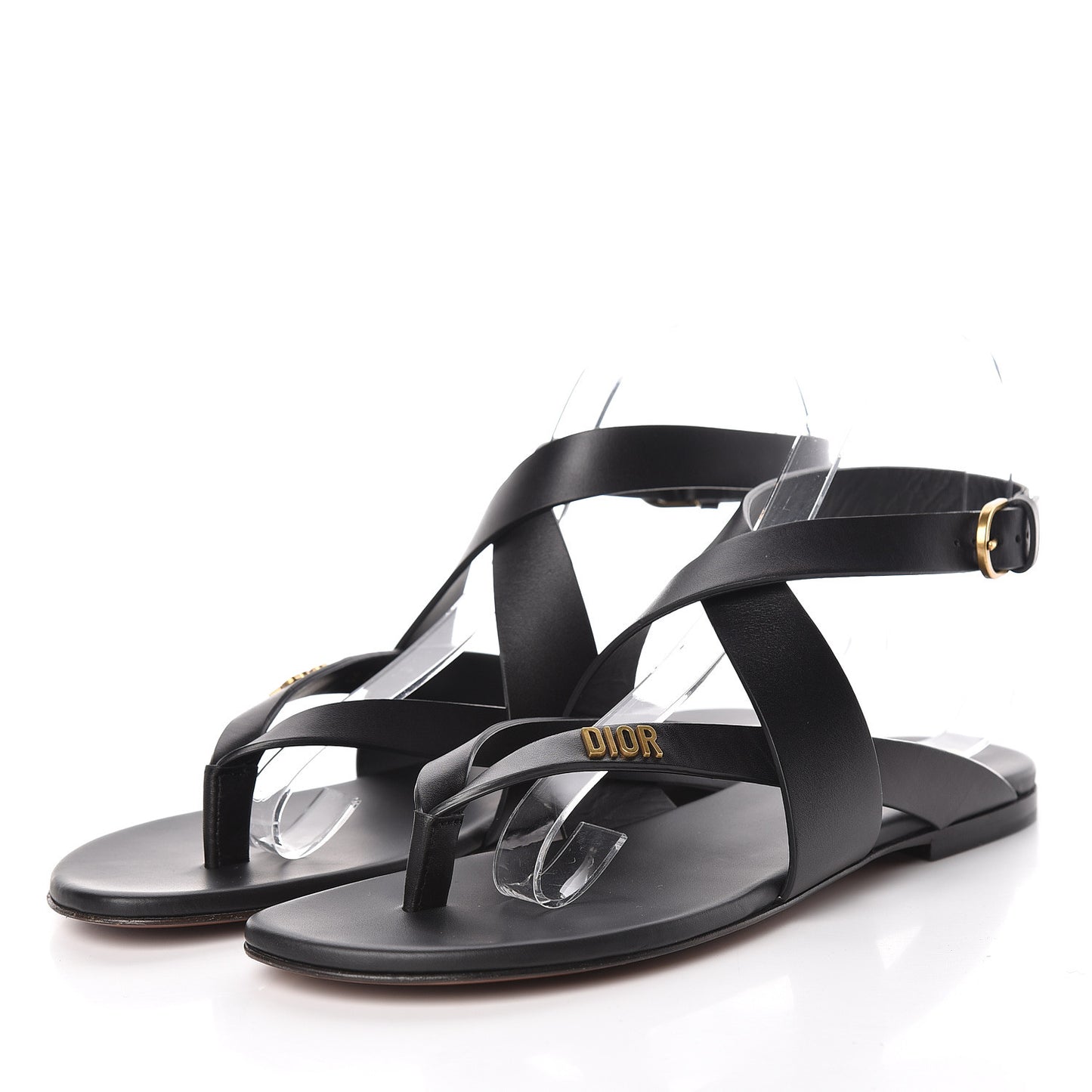 Calfskin Up Thong Sandal 37 Black