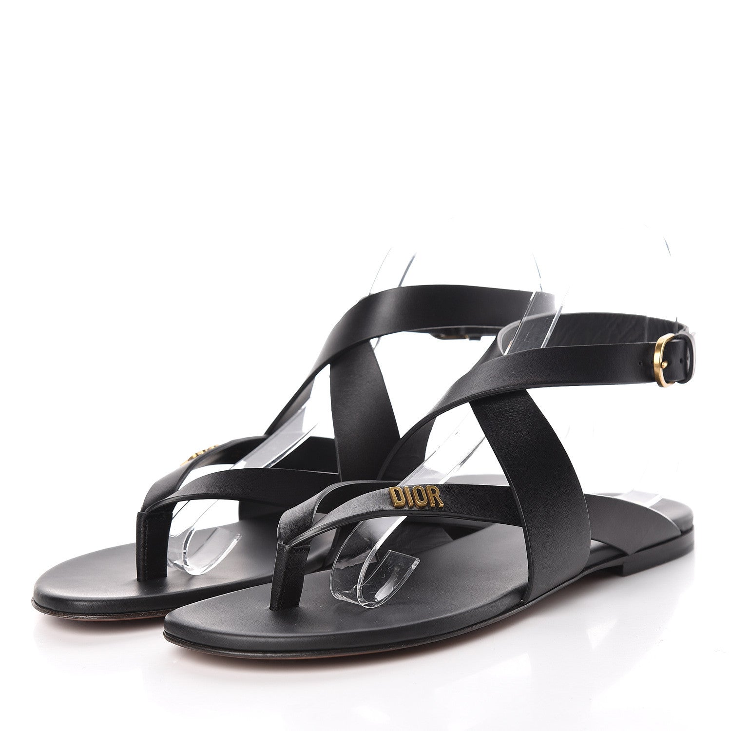 Christian Dior Calfskin Up Thong Sandal 37 Black 3 of 9