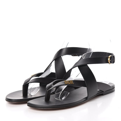 Christian Dior Calfskin Up Thong Sandal 37 Black 3 of 9