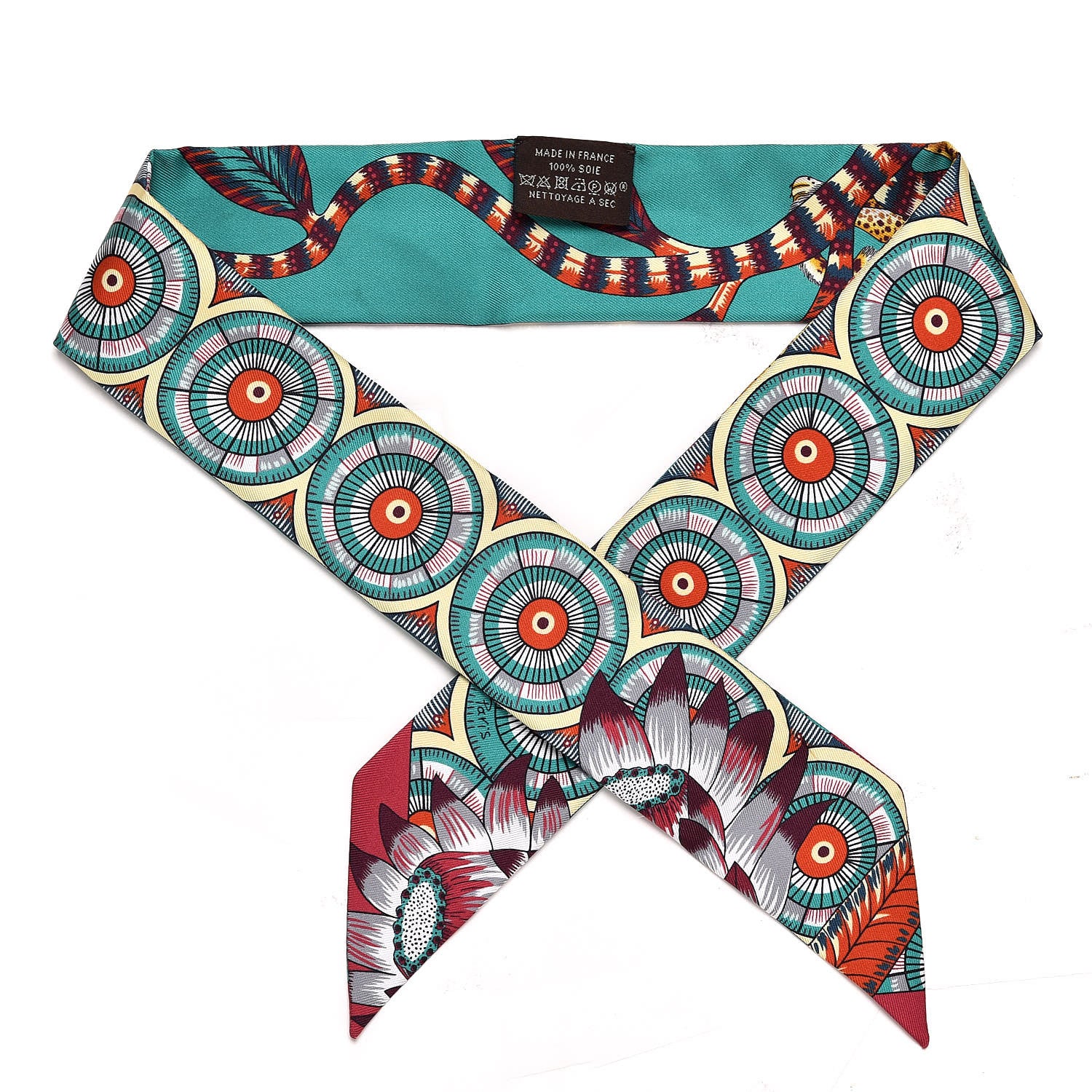 Hermes Silk The Savana Dance Twilly Vert Prune Bordeaux 1 of 6