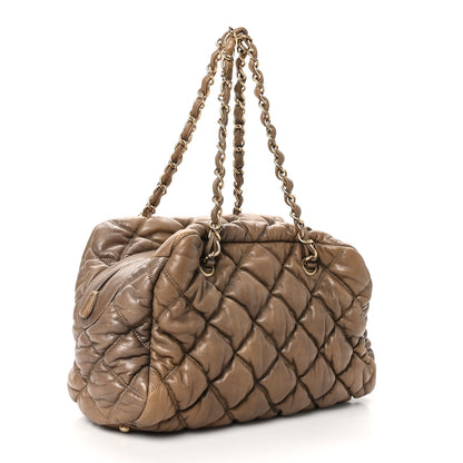 Chanel Lambskin Bubble Quilt Bowler Dark Beige 3 of 10