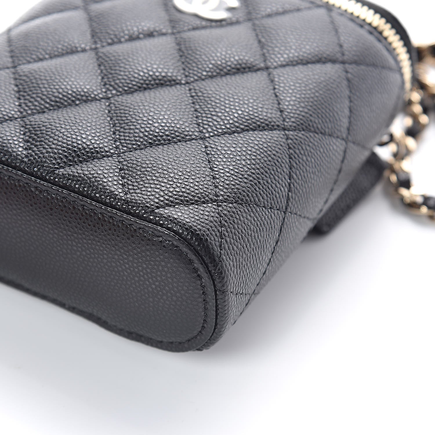 Chanel Caviar Quilted Small Vertical Coco Beauty Vanity Case With Chain Black 9 of 10
