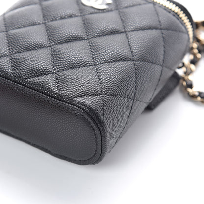 Chanel Caviar Quilted Small Vertical Coco Beauty Vanity Case With Chain Black 9 of 10