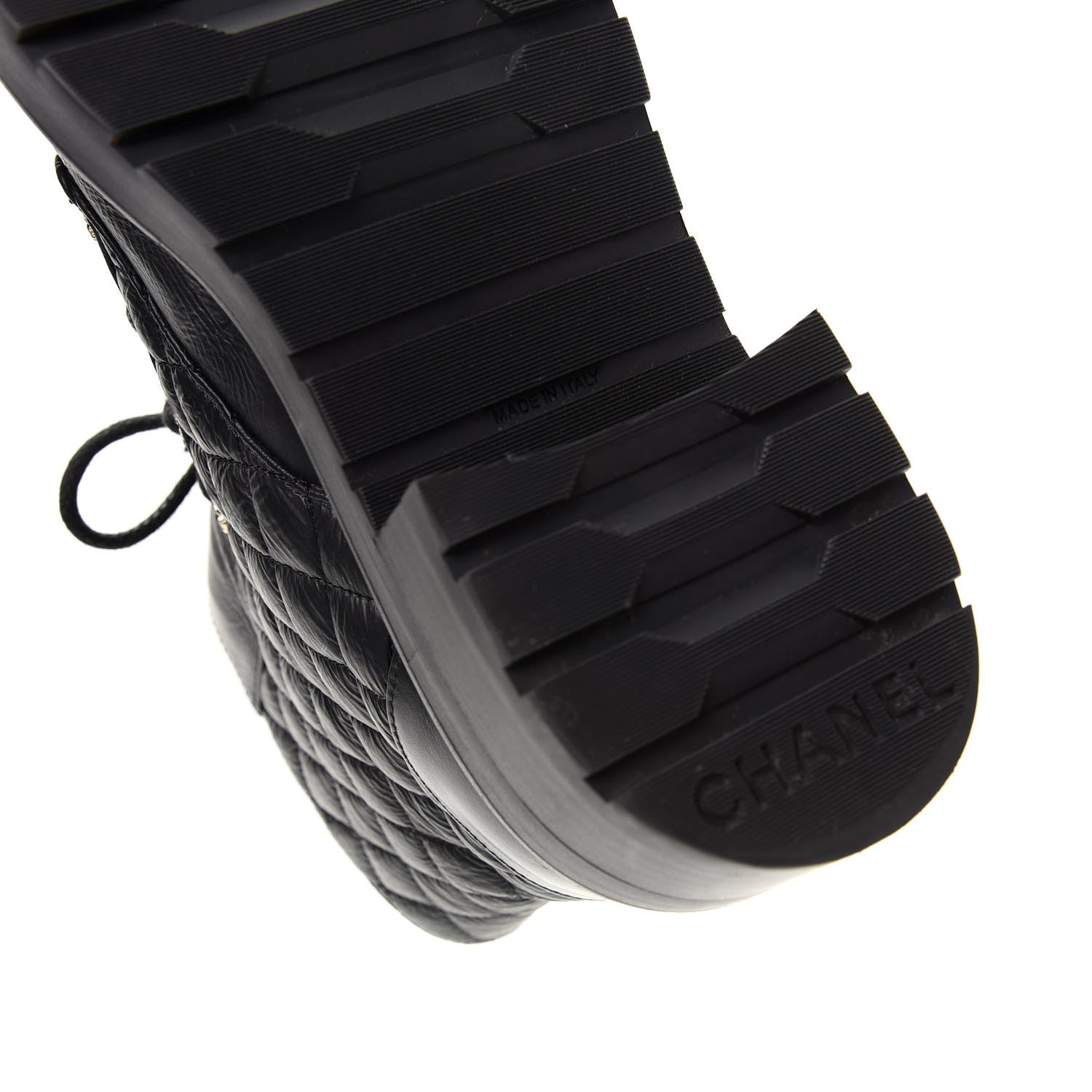 Chanel Shiny Goatskin Calfskin Quilted Lace Up Combat Boots 38 Black 9 of 10