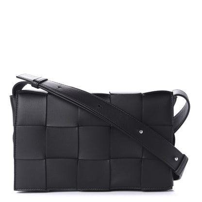 Bottega Veneta Lambskin Maxi Intrecciato Cassette Crossbody Bag Black 1 of 10