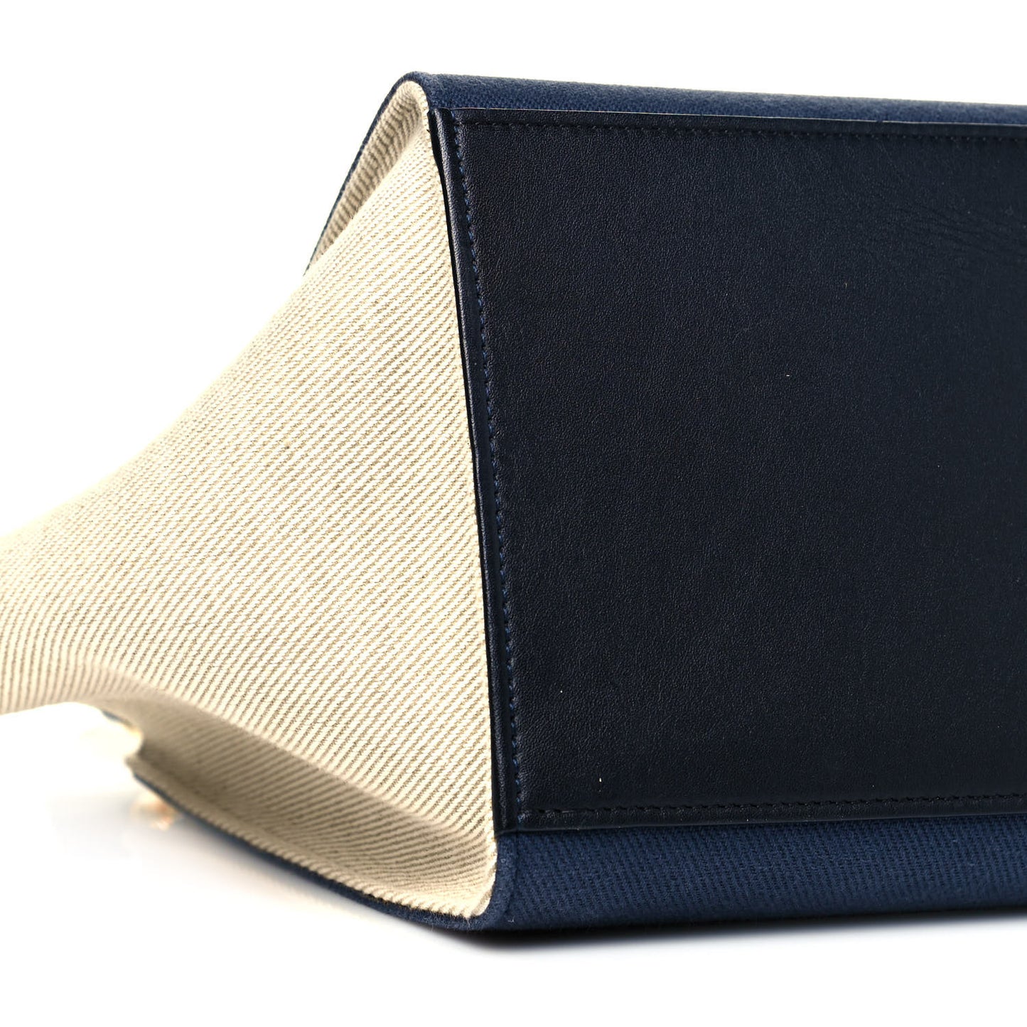 Smooth Calfskin Linen Medium Tri-Color Trapeze Navy Blue