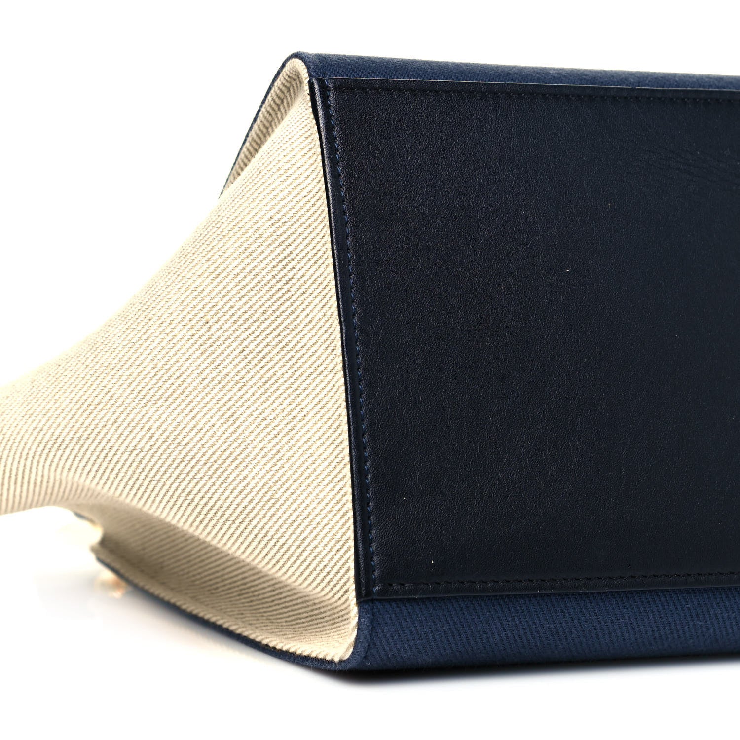Celine Smooth Calfskin Linen Medium Tri-Color Trapeze Navy Blue 8 of 9