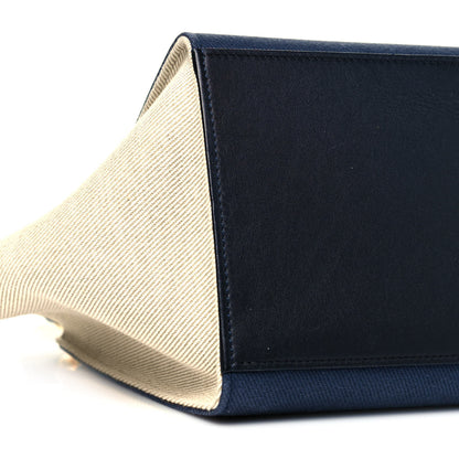 Celine Smooth Calfskin Linen Medium Tri-Color Trapeze Navy Blue 8 of 9