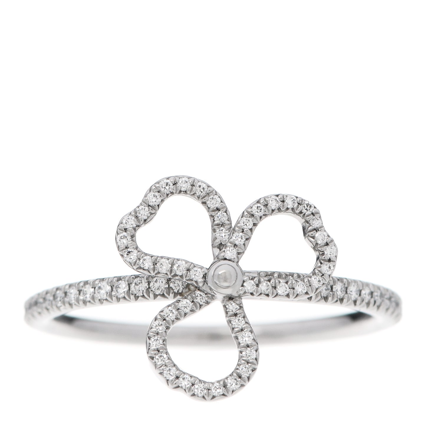 Platinum Diamond Small Open Paper Flowers Ring 54 6.75
