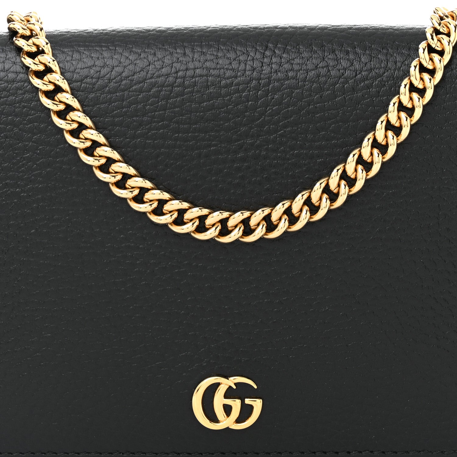 Gucci Calfskin Mini GG Marmont Chain Wallet Black 7 of 10