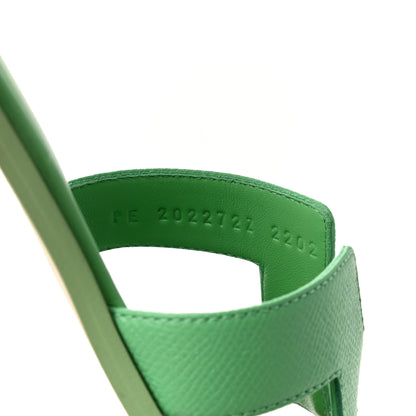 Hermes Epsom Oran Sandals 38.5 Vert Pomme 8 of 9