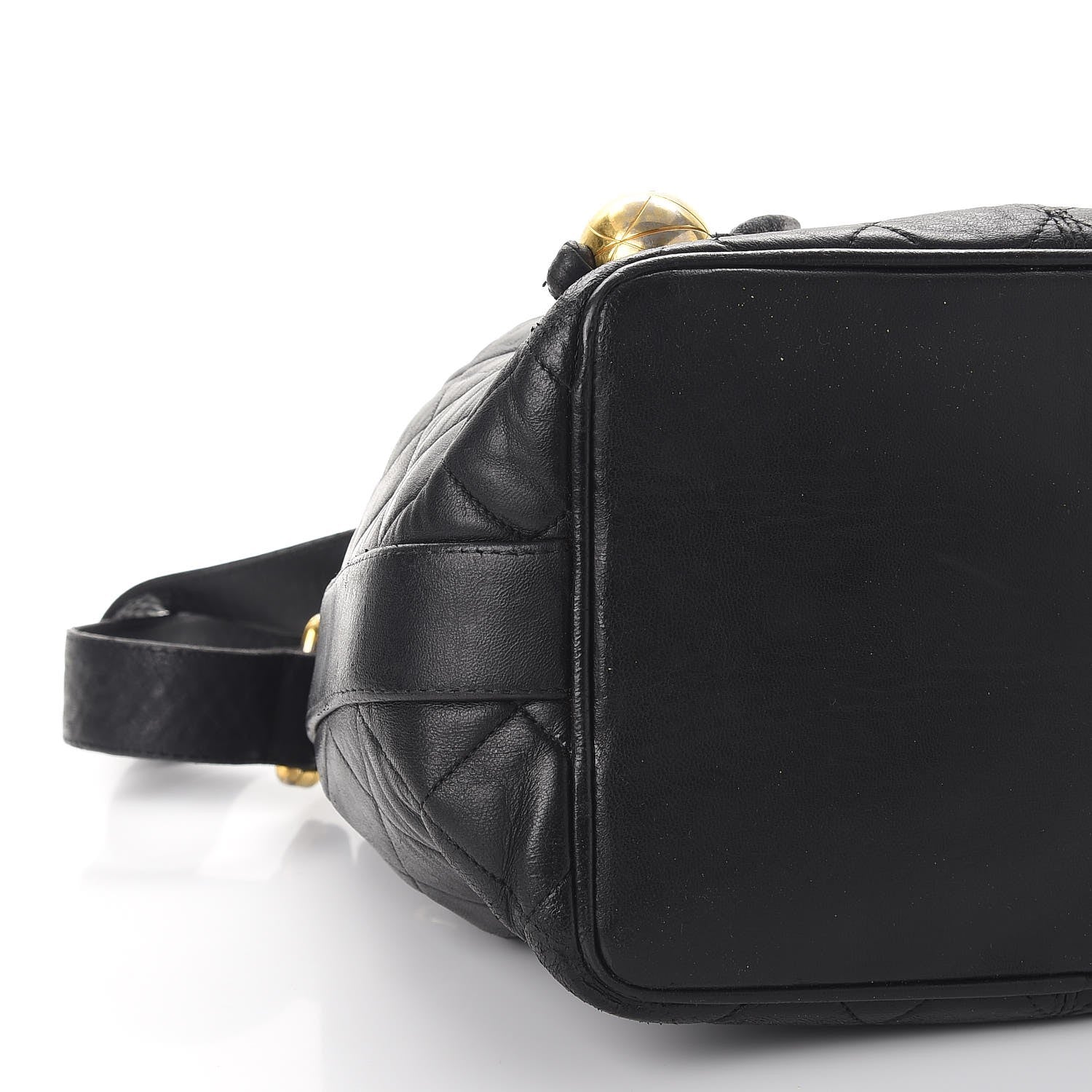 Chanel Lambskin Quilted Drawstring Bag Black 14 of 19