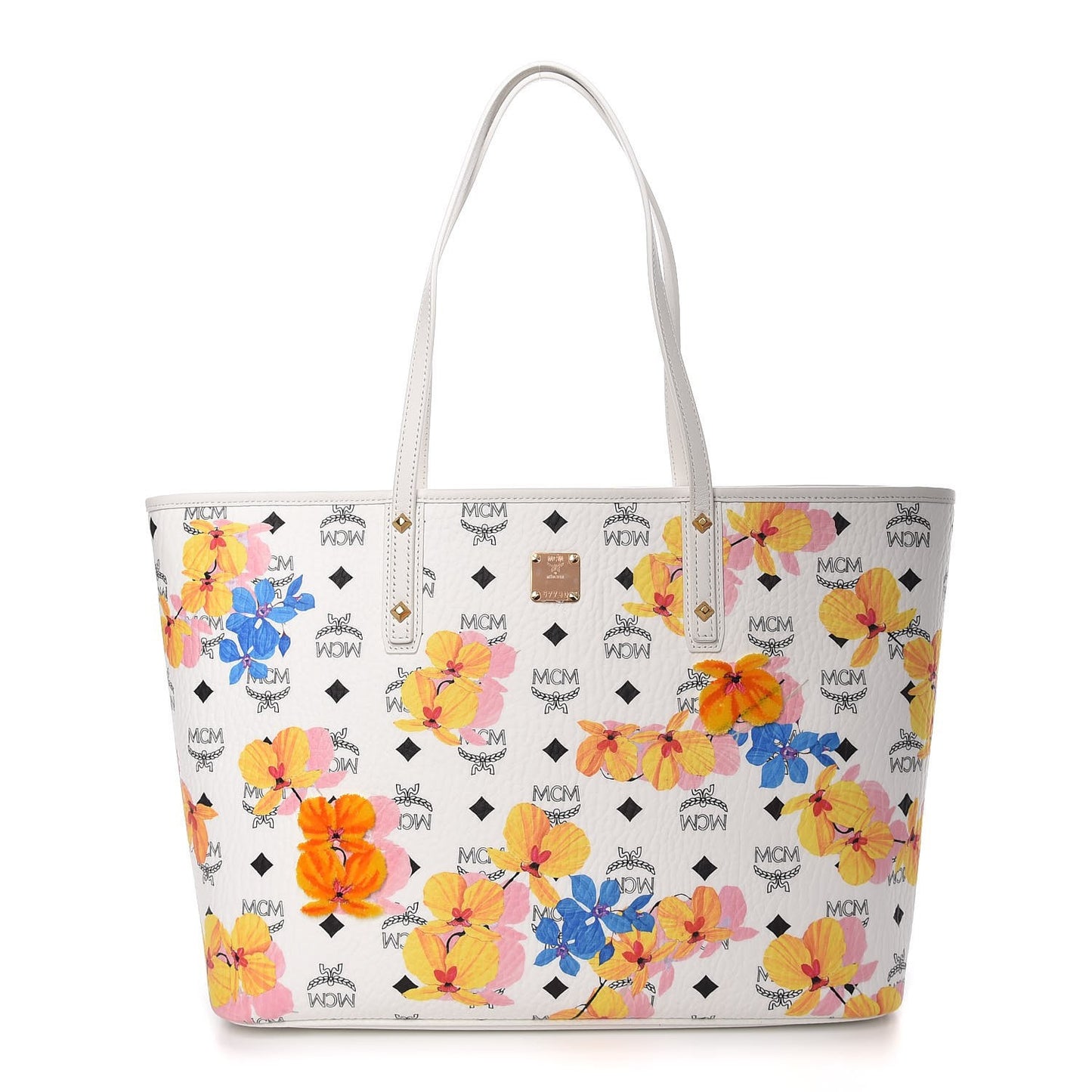 Visetos Medium Anya Essential Floral Print Shopper Tote White