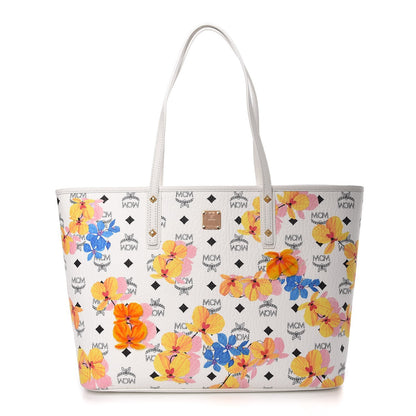 MCM Visetos Medium Anya Essential Floral Print Shopper Tote White 1 of 10