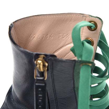 Gucci Malaga Kid Lace Up Ankle Boots 35.5 Blue Bright Evergreen 8 of 12