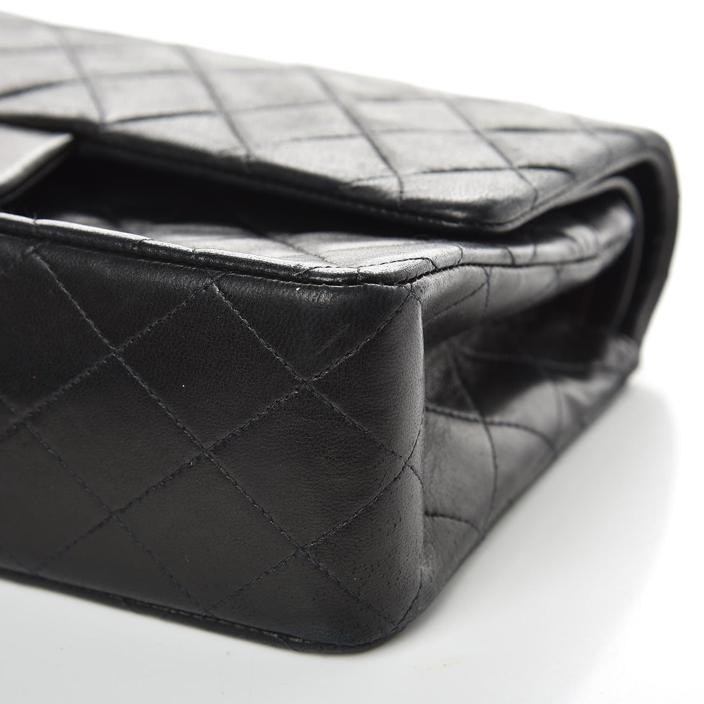 Lambskin Quilted Medium Double Flap Black