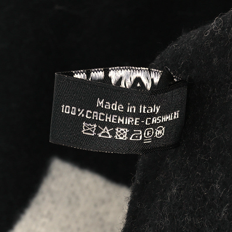 Chanel Cashmere CC Fringe Stole  Black White 3 of 3