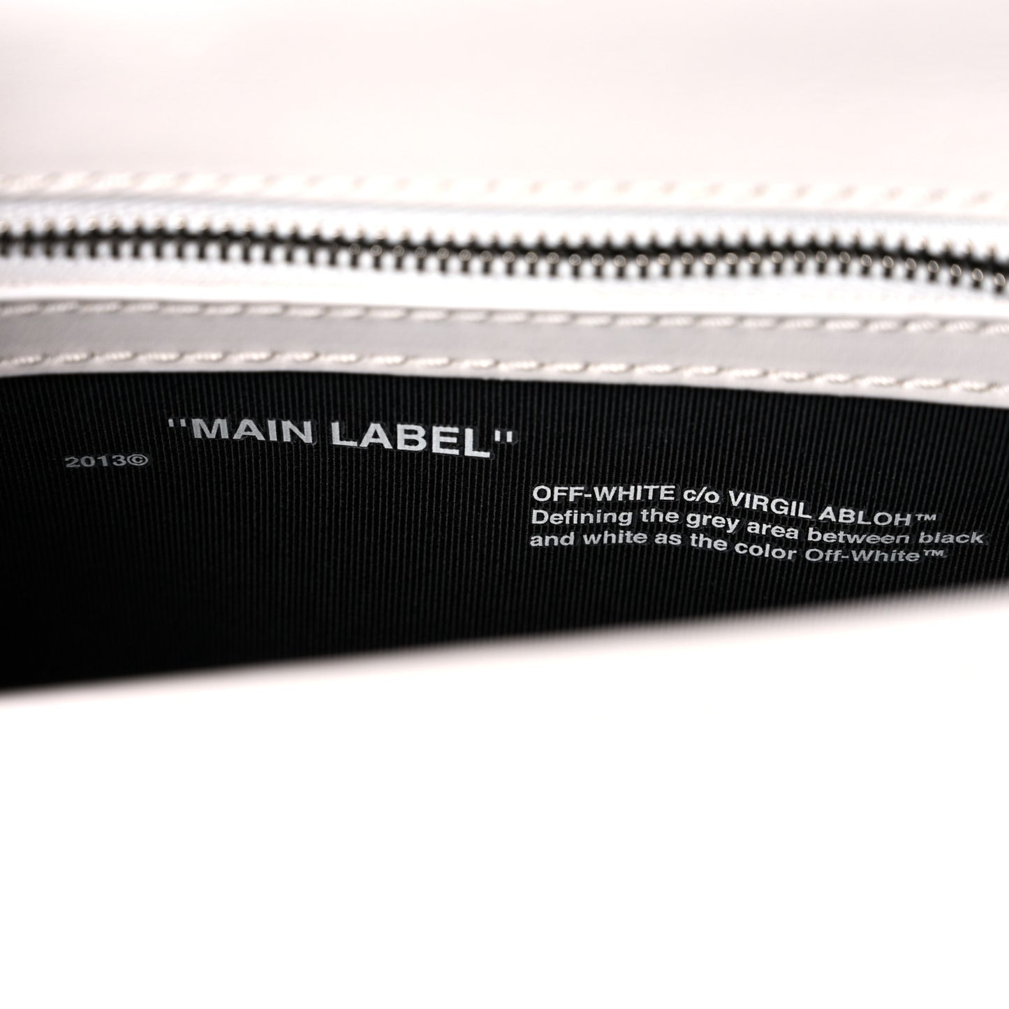 Calfskin Striped Diag Binder Flap Bag White