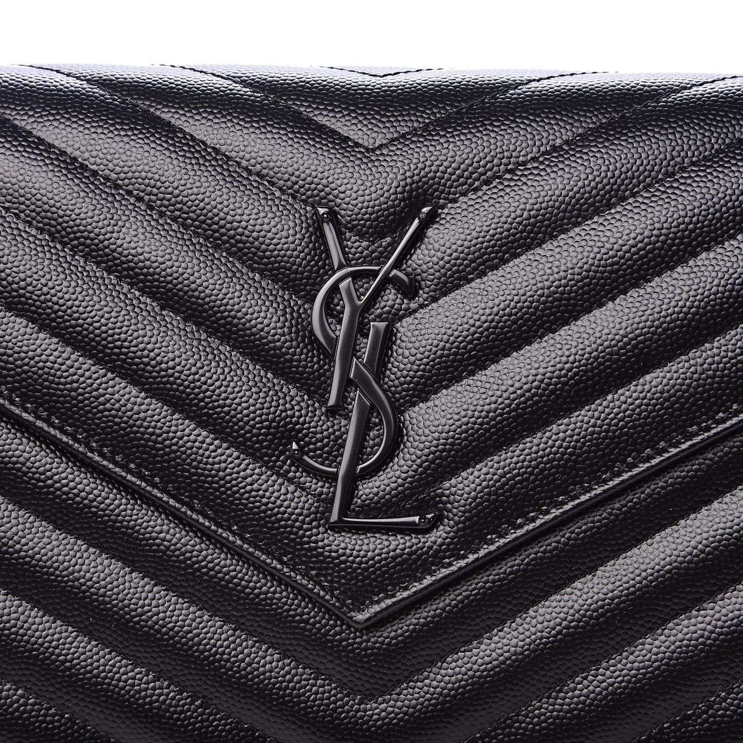 Grain De Poudre Matelasse Chevron Monogram Chain Wallet Black