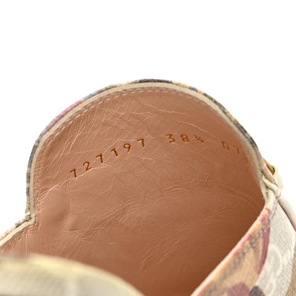 Gucci GG Supreme Monogram Malaga Kid Water Flora Womens Princetown Slippers 38.5 Beige White Multicolor Mystic White 8 of 9