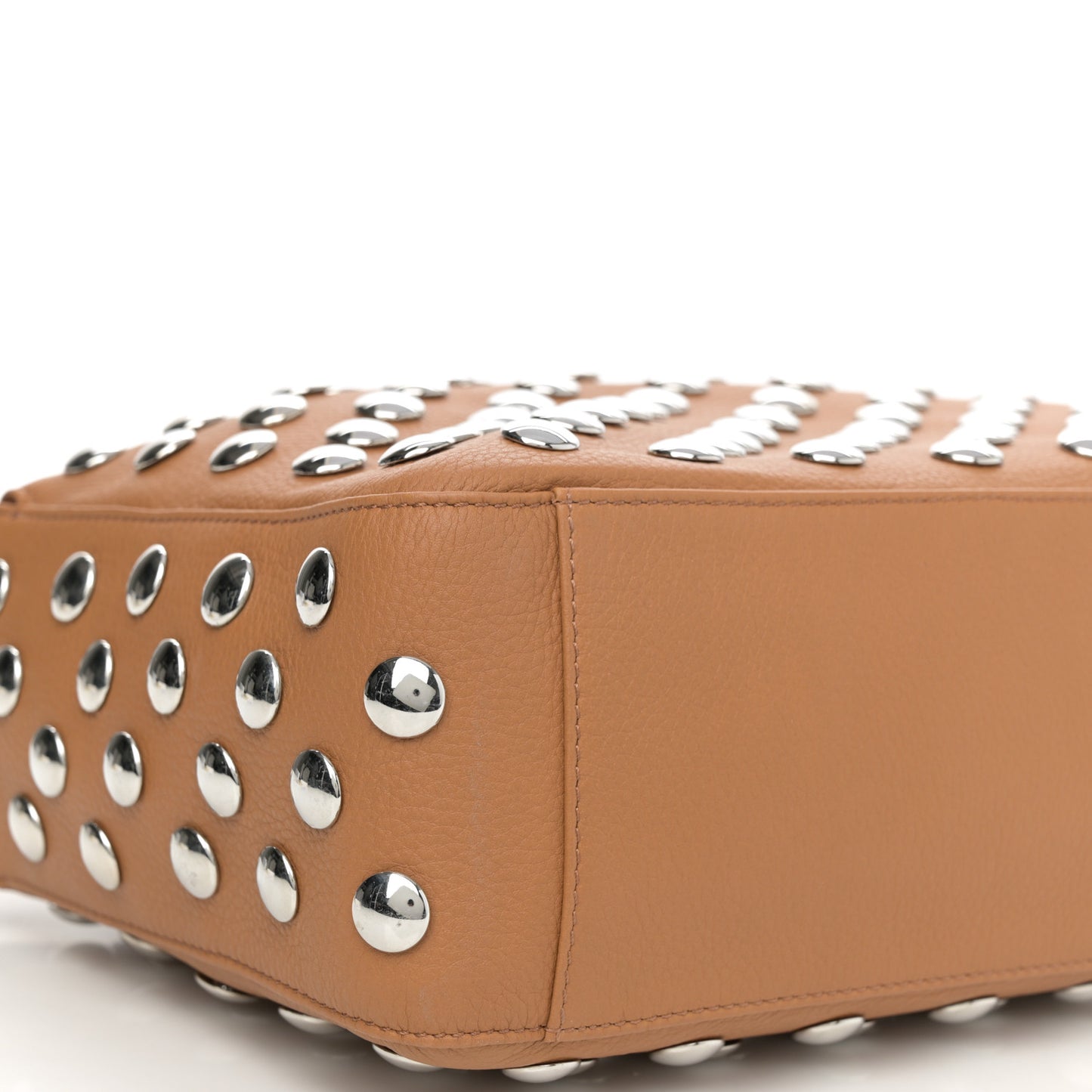 Pebbled Sport Calfskin Studded Elena Nougat