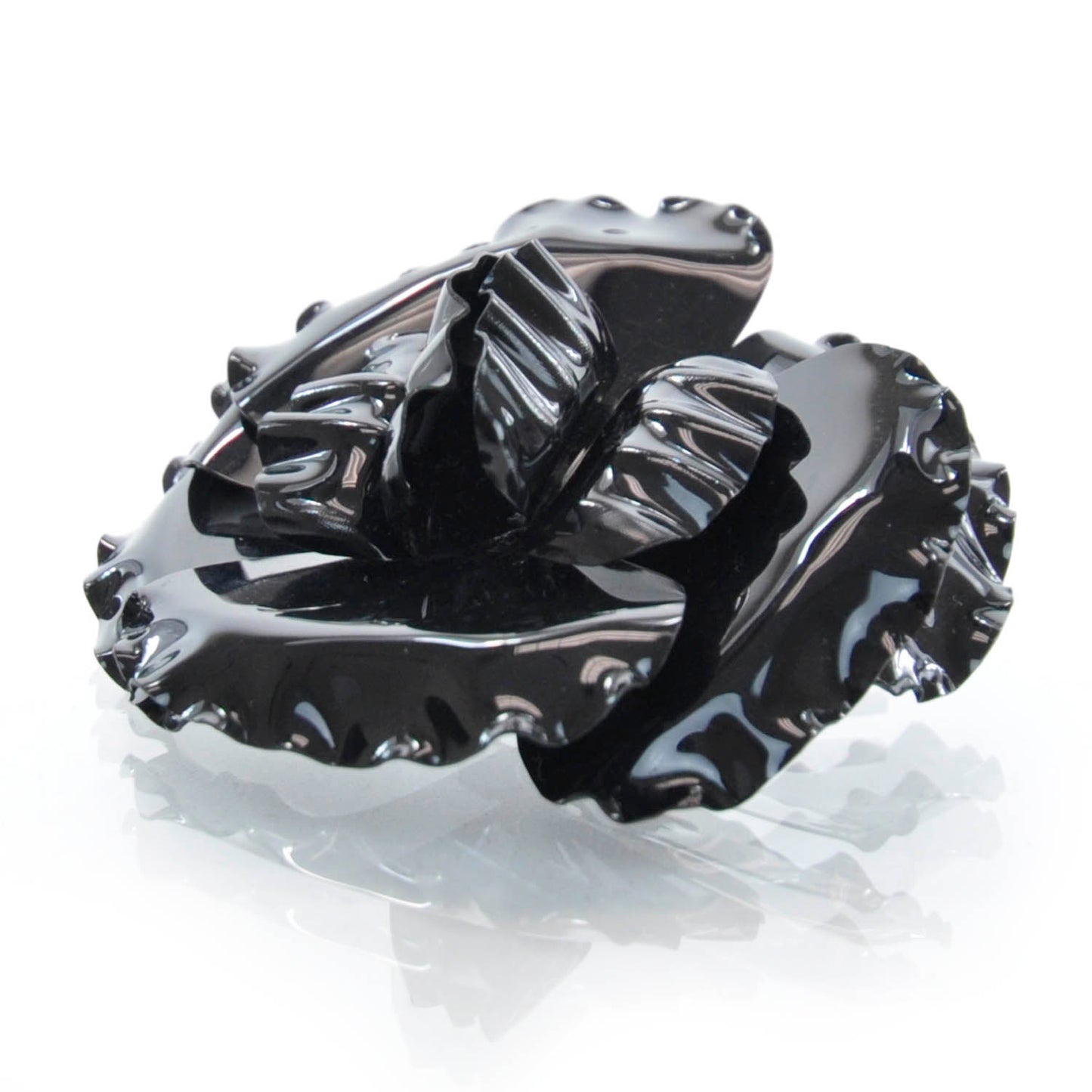 Camellia Flower Brooch Black