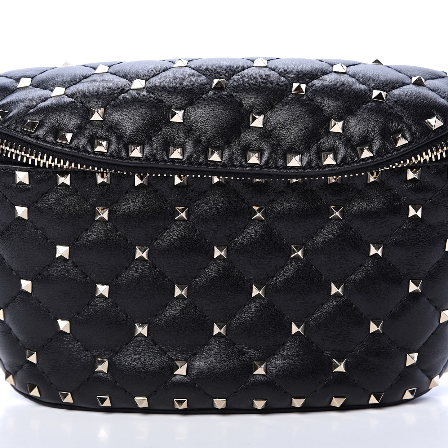 Lambskin Rockstud Spike Belt Bag 75 Black