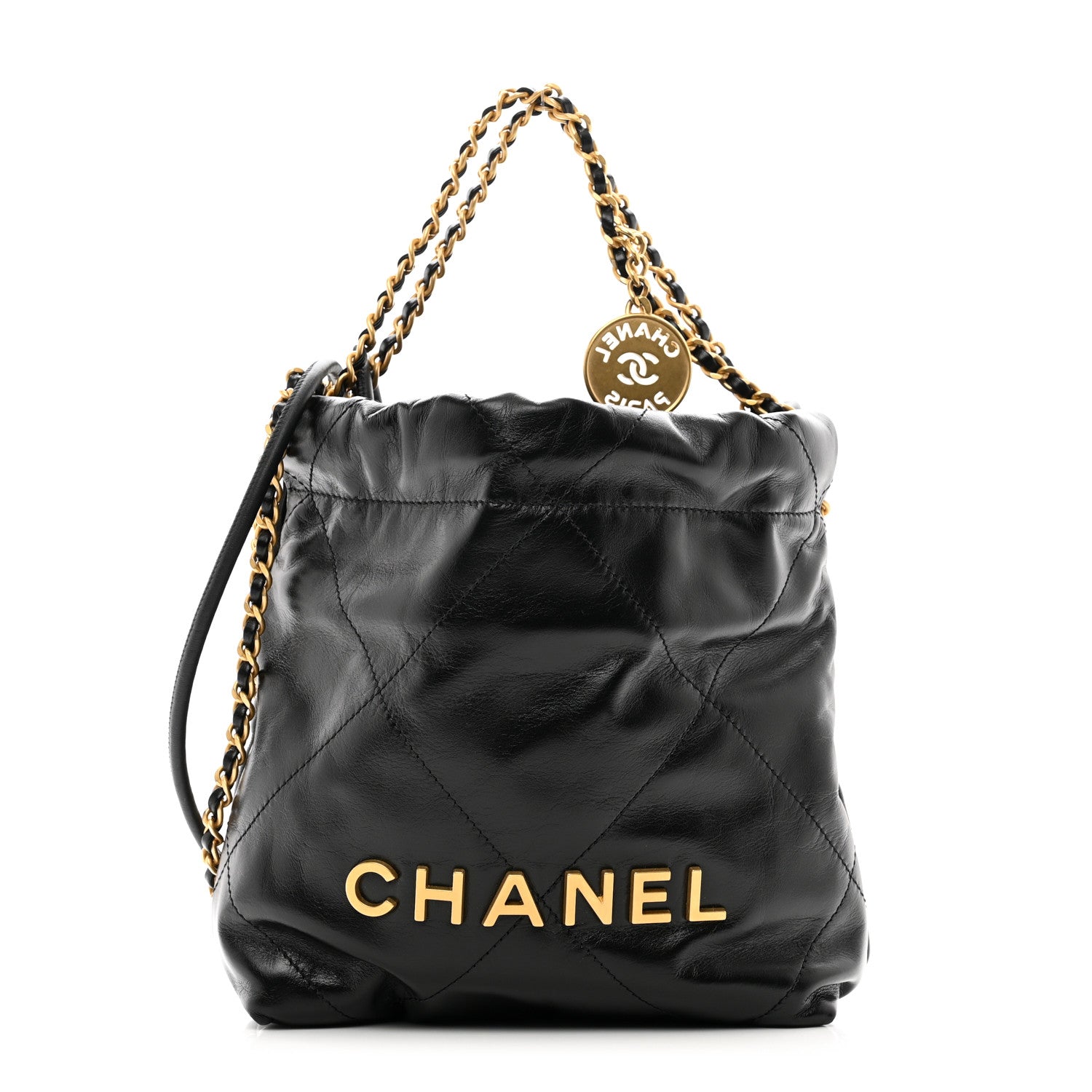 Chanel Shiny Calfskin Quilted Mini Chanel 22 Black 1 of 10