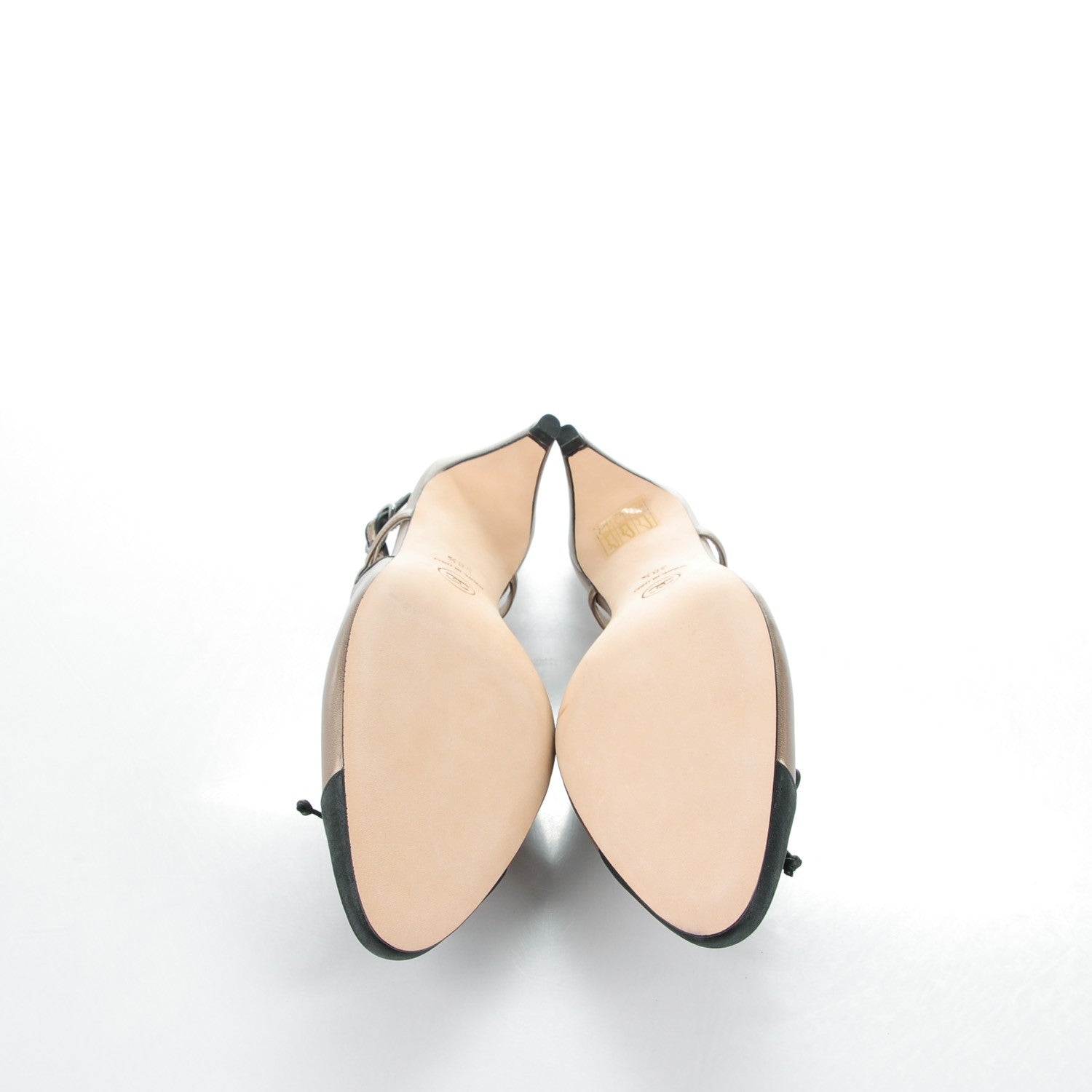 Chanel Metallic Lambskin Cap Toe CC Slingback Heels 38.5 Bronze Black 5 of 7