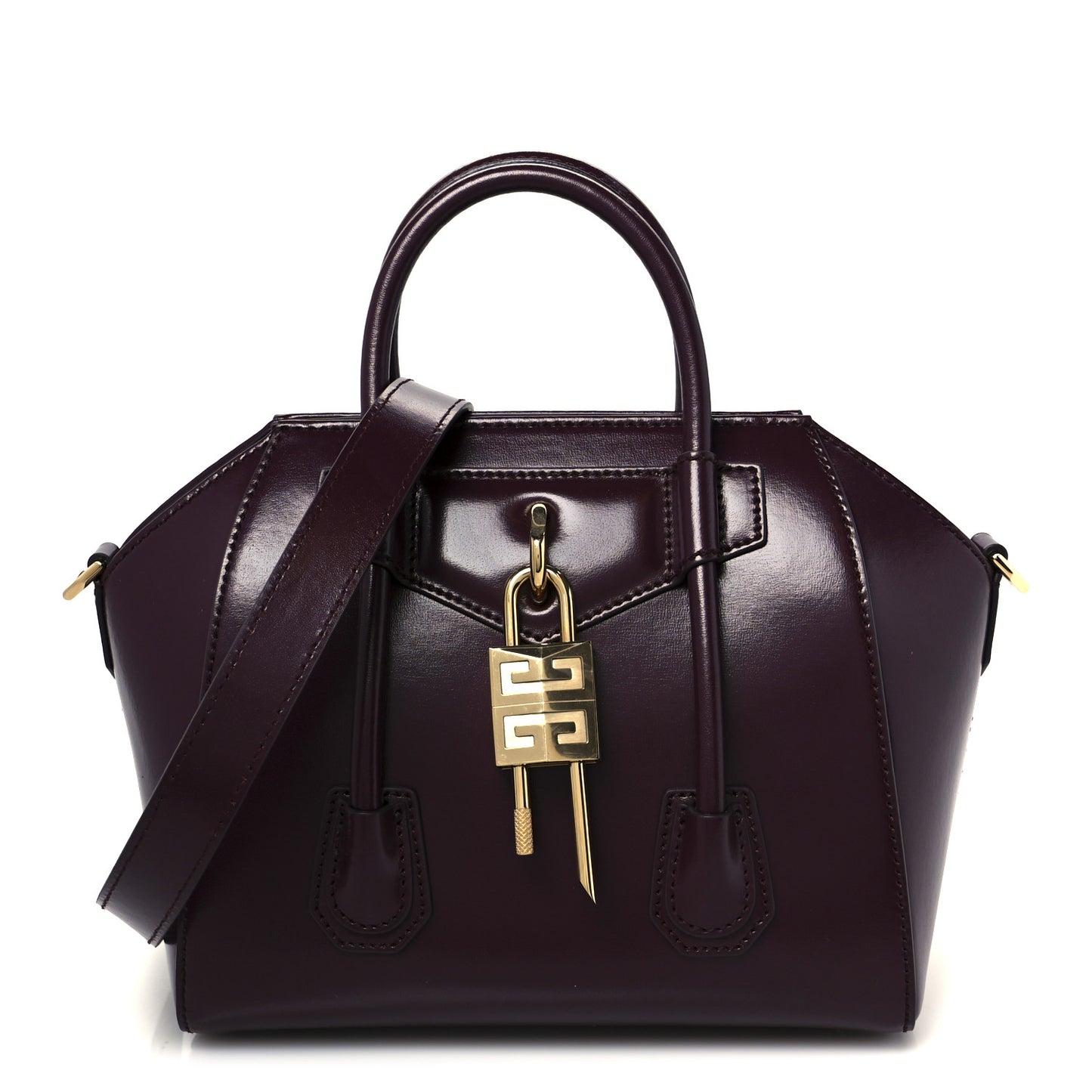 Box Calfskin Mini Lock Antigona Oxblood Red